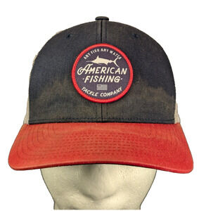 AFTCO Hat Mesh Back Snapback Red White Blue Adjustable Cap Performance Fishing